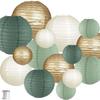 Sage Green Forest-Style Paper Lanterns Wedding Party Set