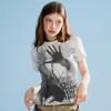 Women's Black & White Graphic Print T-shirt Short Sleeve Slim Fit Streetwear Top
