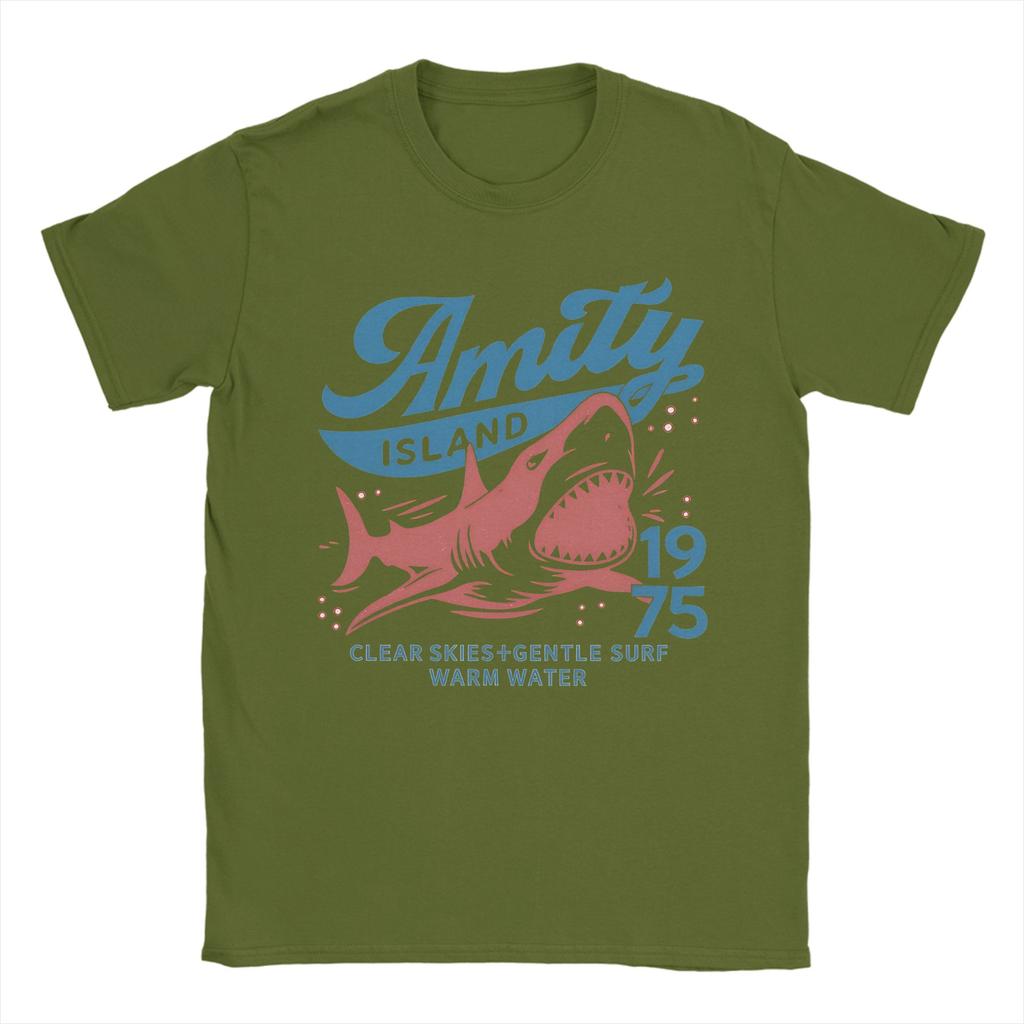Unisex Women Graphic Printing Jaws Amity Island 1975 Movie Tee T Shirt Pure Cotton Tshirts Clothing