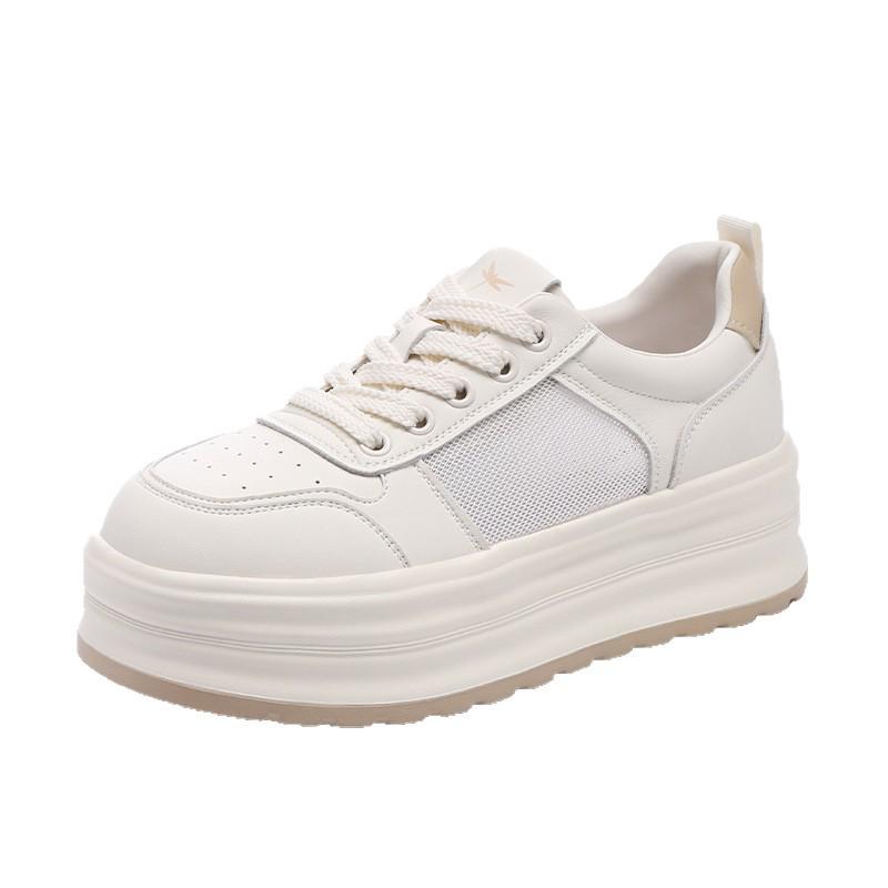 Red Dragonfly Women's Summer Mesh Thick Sole White Sneakers – Breathable Casual Style