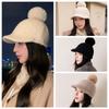 Solid Color Warm Wool Cap Thermal Pompom Plush Beanie Cute Knitted Baseball Cap Outdoor Activities