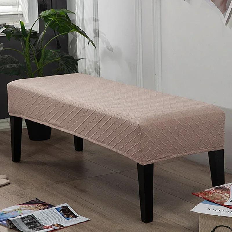 Jacquard Piano Chair Cover Stretch Jacquard Dining Bench Covers Rectangular Solid Color Thickened Stool Seat Cover 1PC
