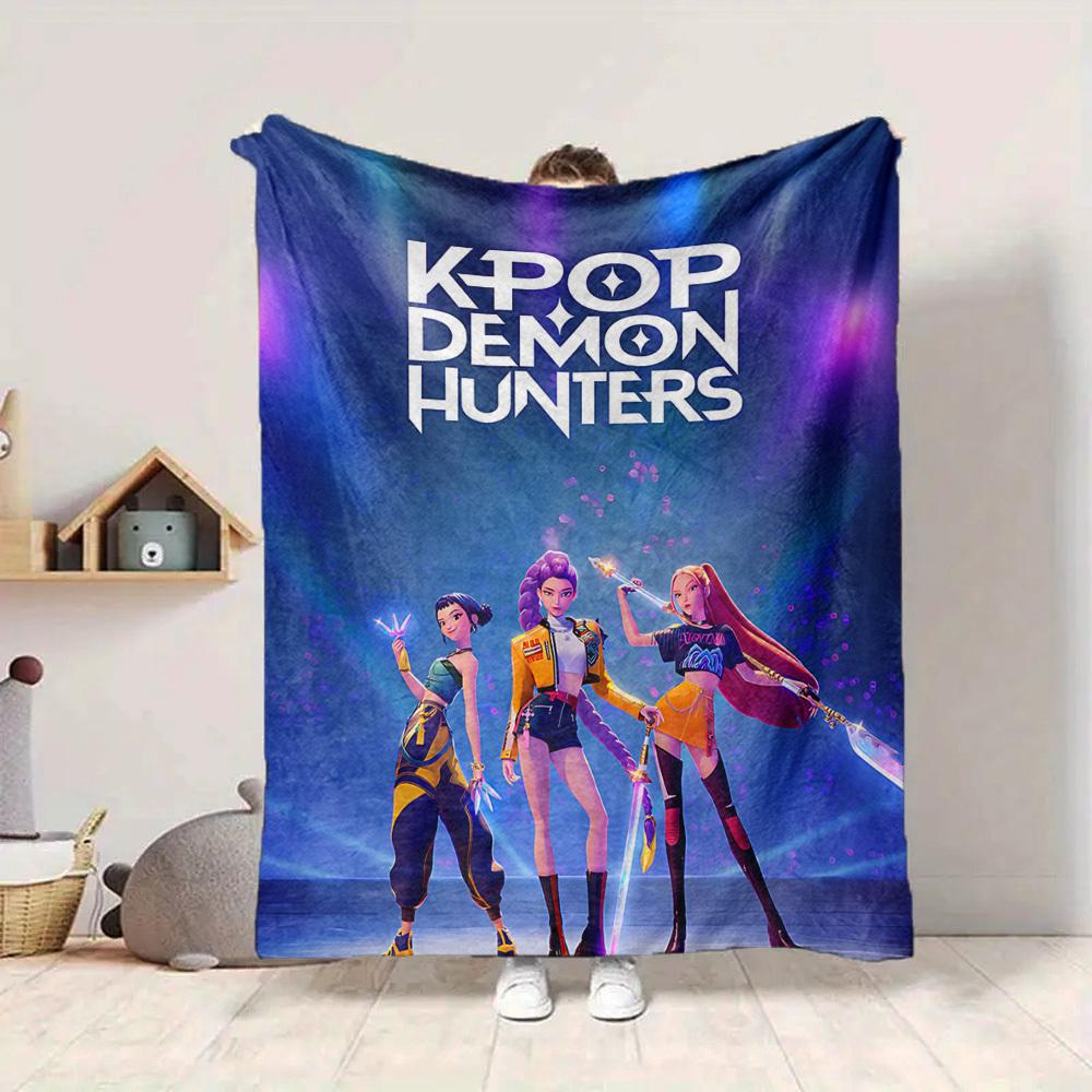 1pz Coperta KPOP DEMON HUNTERS, Plaid per Divano, Letto, Viaggio, Campeggio, Soggiorno,