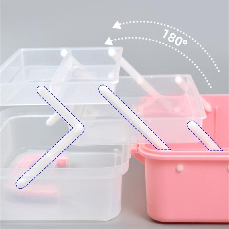 Multifunction Storage Box 3 Layer Storage Case Practical Plastic  Storage Box Medicine Storage Box for School Office