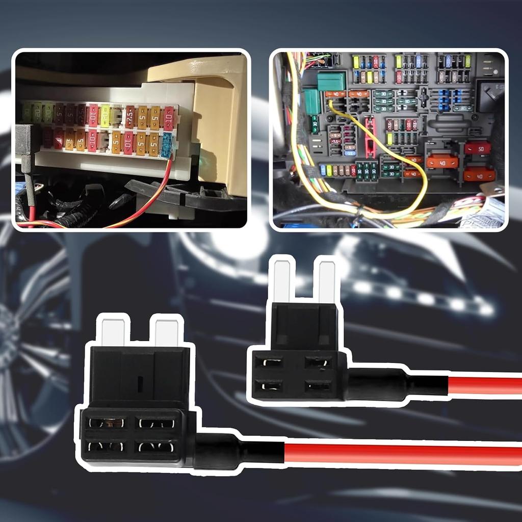 8 Set Car Fuse Tap Kit with 8 Blade Fuses,Fuse Taps Automotive 12V Includes 2 Types of Standard & Mini Fuses Tap for Avoiding Short