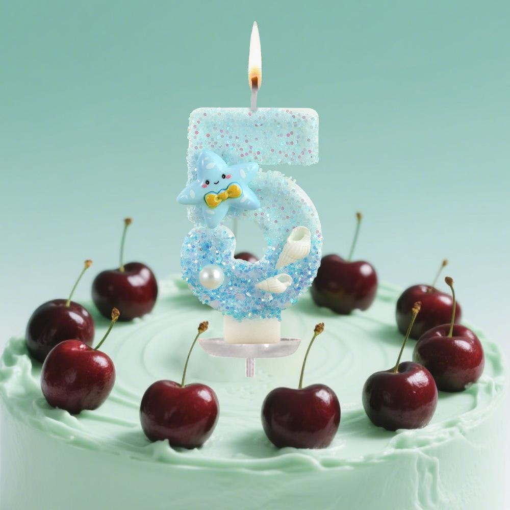 Handmade Cute Cartoon Starfish Number Birthday Party Candles