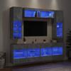 6 Piece TV Wall Unit with LED Lighting Concrete Grey
