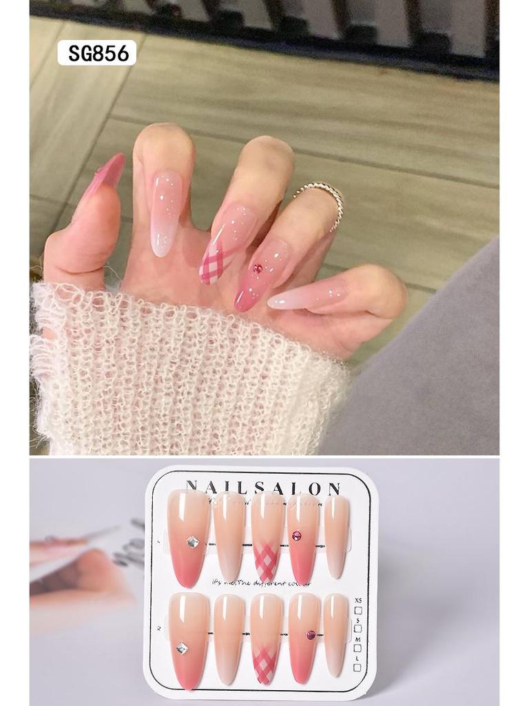 2025 New Style Rich Girl Medium-Length High-End Wearable Nail Stickers & Tips for Brides