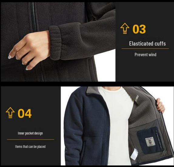 Heavyweight Sherpa Fleece Windproof Jacket - Double-Layer, Cold-Resistant Outerwear for Autumn/Winter