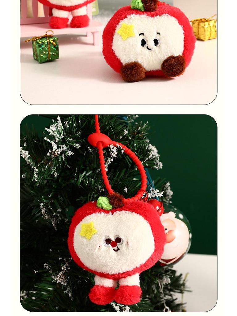 Charming Plush Christmas Apple Keychain Pendant - Cute Children's Gift for a Festive Atmosphere