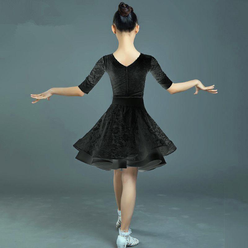 Niños Baile Latino Vestido Salón de Baile Baby Girl Tutu Encaje Negro  Blanco Diseño Escenario Ropa Salsa Samba Traje de Baile 130-160CM comprar a  buen precio — entrega gratuita, reseñas reales con