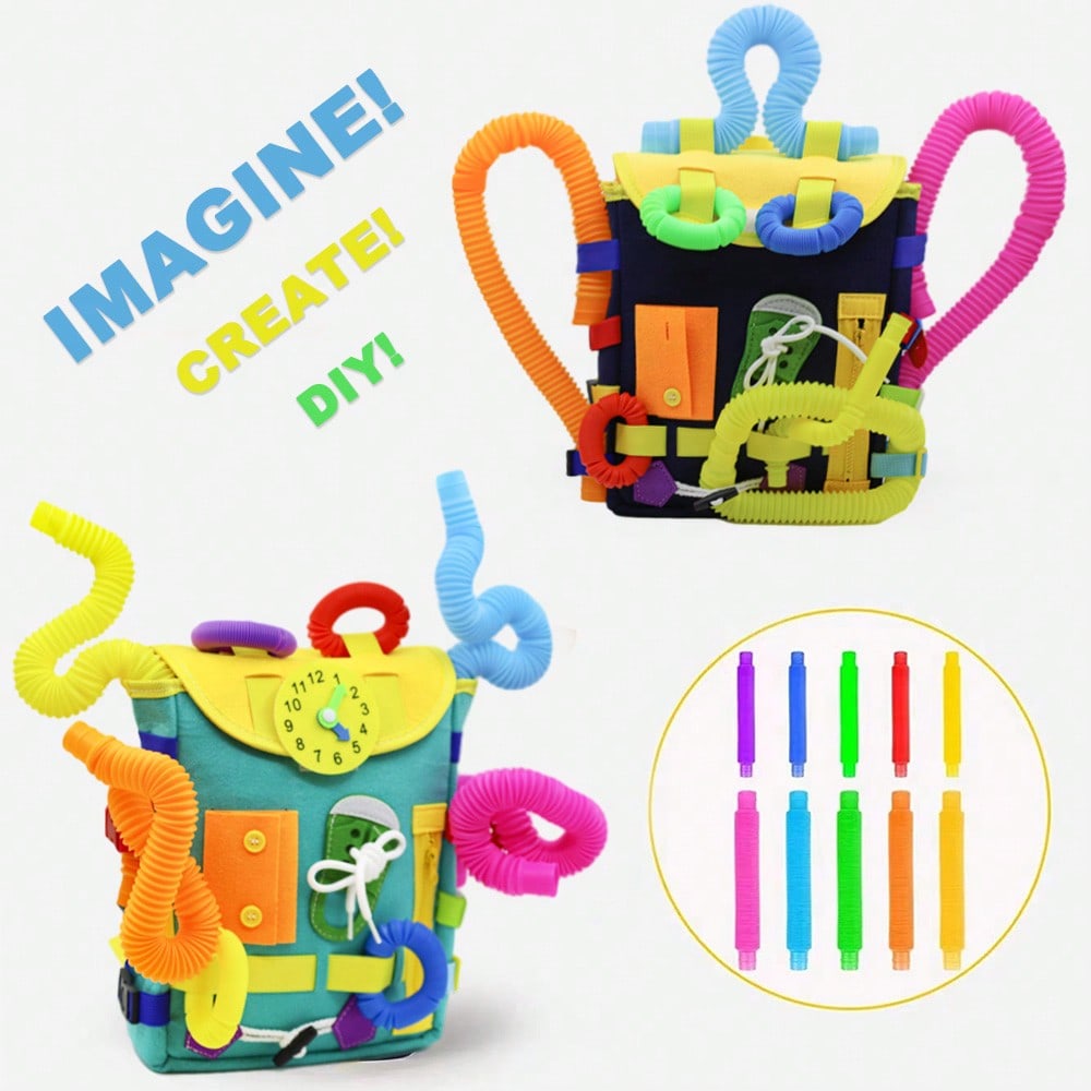 Puzzle Buckle Backpack And Learning Activity Toys, Develop Fine Motor Skills And Basic Life Skills,Learn To Tie Shoelaces Travel Toys Christmas Gifts