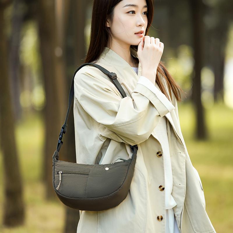 Lightweight Nylon Crescent Crossbody Bag Casual Shoulder Purse
