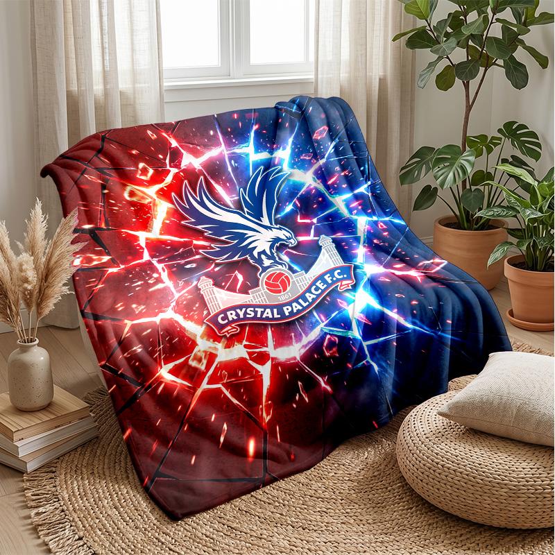 Couverture Flottante en Flanelle Imprimée Football Crystal Palace, Couverture Jetée Douce Chaude Légère pour Canapé Lit Camping