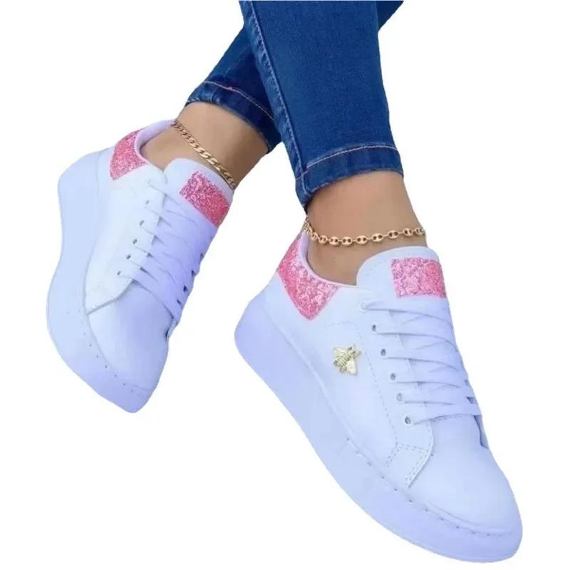 Autumn Shoes Waterproof White Sneakers for Women Korean Version Lace Up Casual Flat Sport Shoes Ladies Vulcanized Shoes 35-43