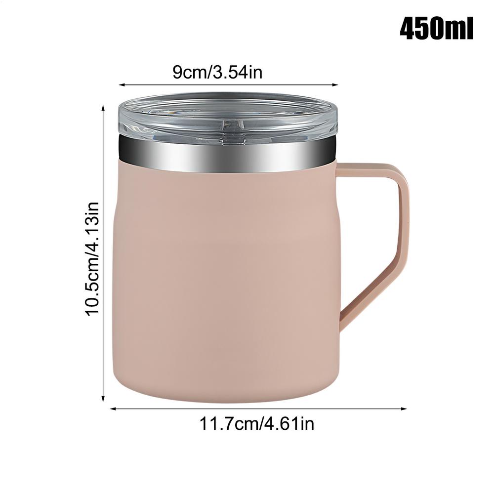 

Кружка для кофе из нержавеющей стали 450 мл, термокружка, портативные кружки для воды для офиса, студентов, водителей, спортзала, ежедневных поездок, кемпинга, походов, пикника 450ml