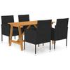 Garden Dining Set - EXCLUSIVE HOUSE - 5 Pcs Set - Solid Acacia Table - Woven Resin Chairs - Removable Cushions