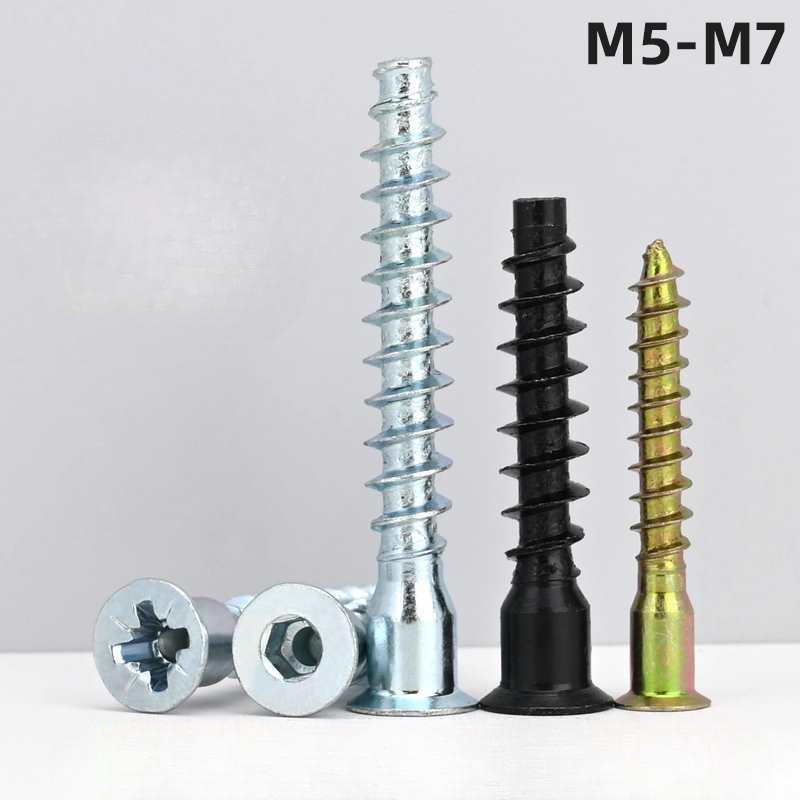 Hex Socket Phillips Countersunk Wood Screws for Furniture & Cabinet, Self-Tapping, M5/M6/M7