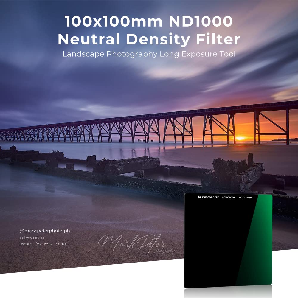 Concept ND1000 Filter Square Filter ND Filter Light Attenuation Optical Glass 28 Layer Nano Coating Water Repellent Stain Resistant Scratch Resistant