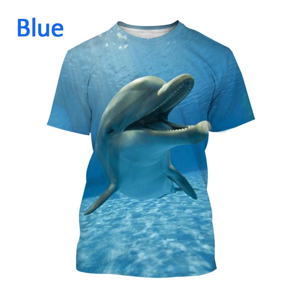 Hot 3d Dolphins Animal Prints for Men and Women Summer T-shirt Personality Cute Trend Round Neck T-shirt