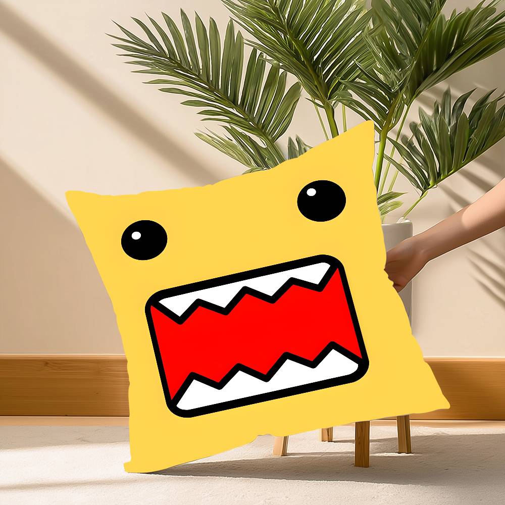 Cool Cute D-Domo KunS Face Pillow Case Soft Plush Fabric Double Sided Print Decorative Home Living Room Gift Cushion