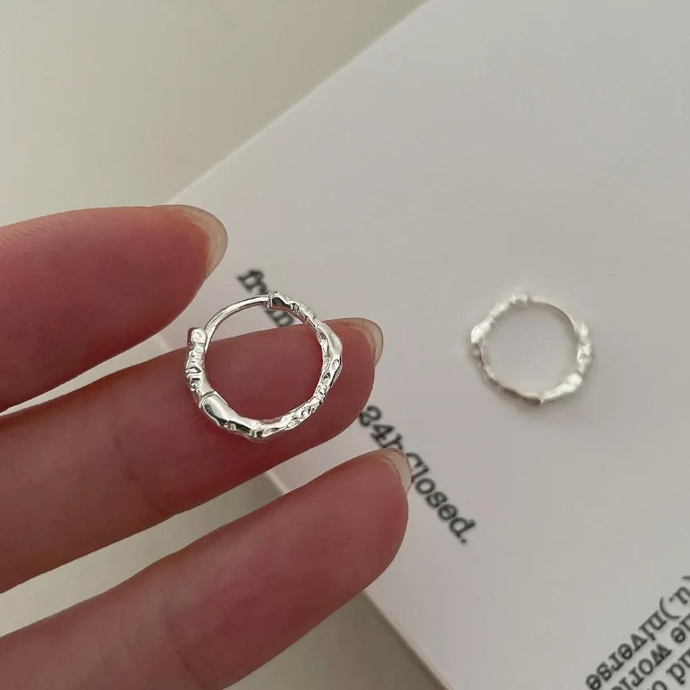 Boucles d'Oreilles Créoles en Argent 925 pour Femmes Élégantes Minimalistes Cercle Rond Pendantes Bijoux Cadeaux de Fête Mariage