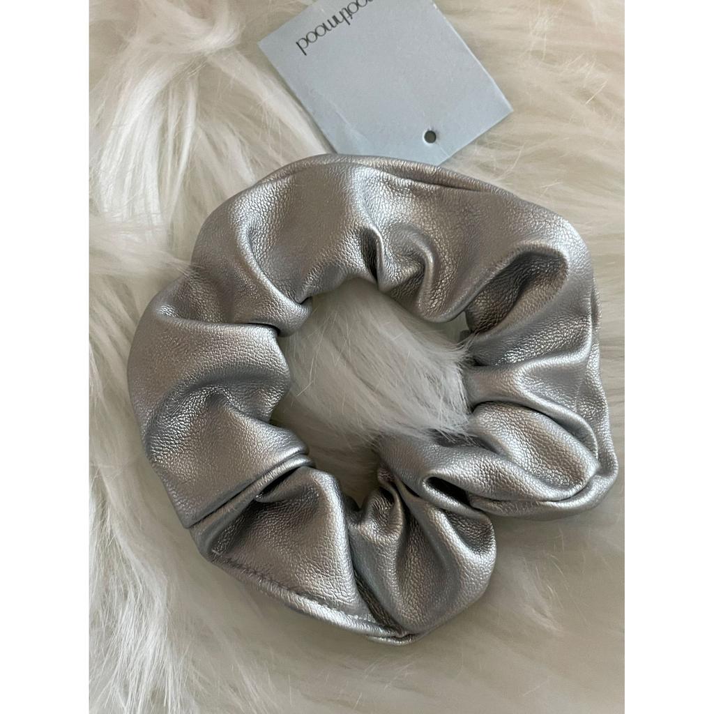 Fashion Niche Silver Leather Large Intestine Hair Band, Simple Hair Rope, High Sense Of High-End Ponytail, Tied Hair Rubber Band