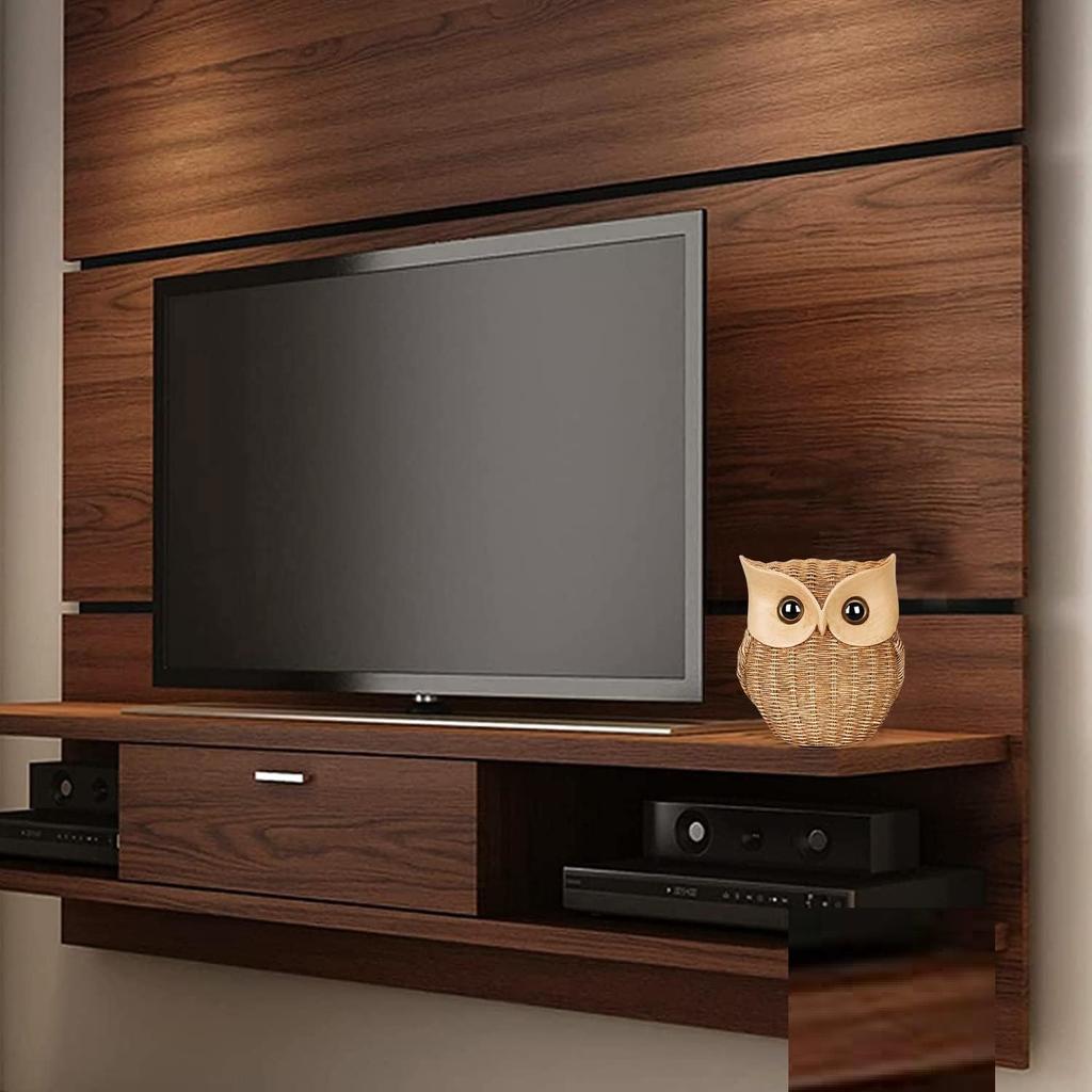 Moderne, edle Glückseule aus Kunstharz | Schöne Heimdekoration (Braun, 1 Stück)