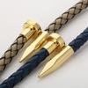 Men's Leather Magnetic Clasp Bracelet with Stainless Steel Nails