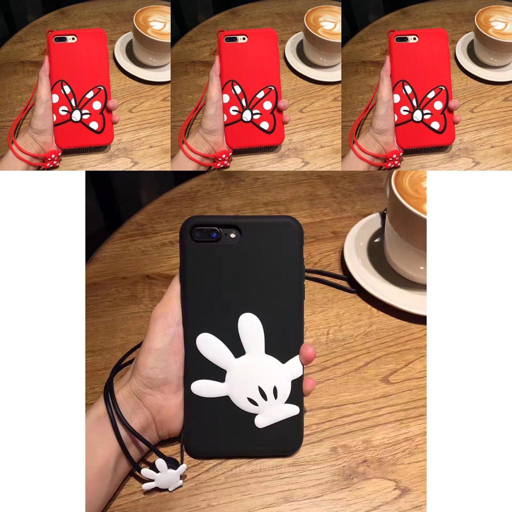 Coque 3d Etuis Housse Cartoon Bow Minnie Mickey Anime Mobile Caoutchouc Silicone
