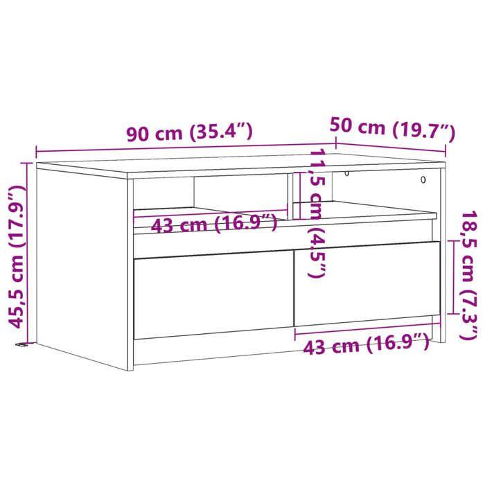 VidaXL Coffee Table with LED Lights White Engineered Wood, Side Table, Living Room Table, Accent Table, End of 851991