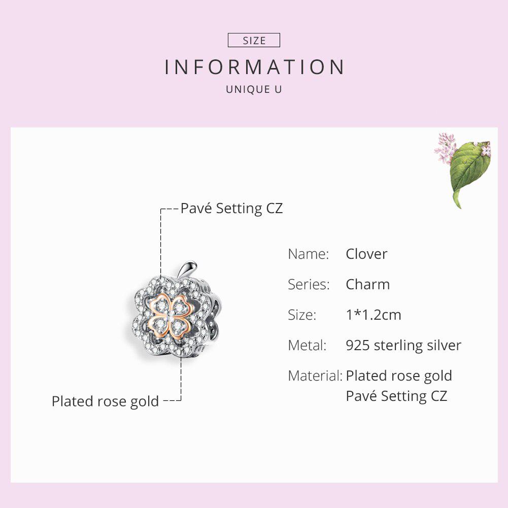 WOSTU Authentic 925 Sterling Silver Goods Luck Clover Beads Charm Fit Original Bracelet Bangle