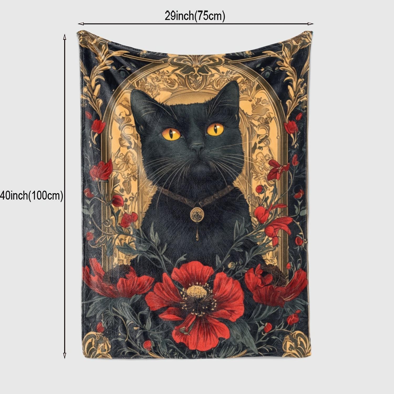

1pc Contemporary Cat Print Flannel Fleece Blanket, 200-250gsm Polyester Knitted Throw, All Seasons Tear Resistant, Versatile for 130x150cm