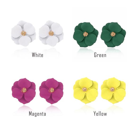 Women Fashion Painting Multicolor Flower Stud Earrings Summer Beach Jewelry Gift
