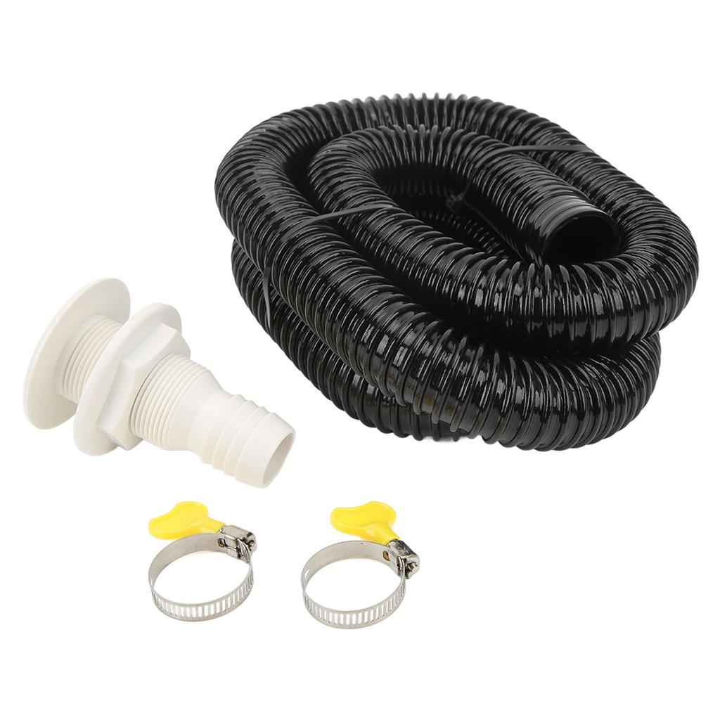 Marine Bilge Pump Installation Kit with Hose Clamps Thru Hull Fitting for Boats Yachts RVs Black 1 1 8in