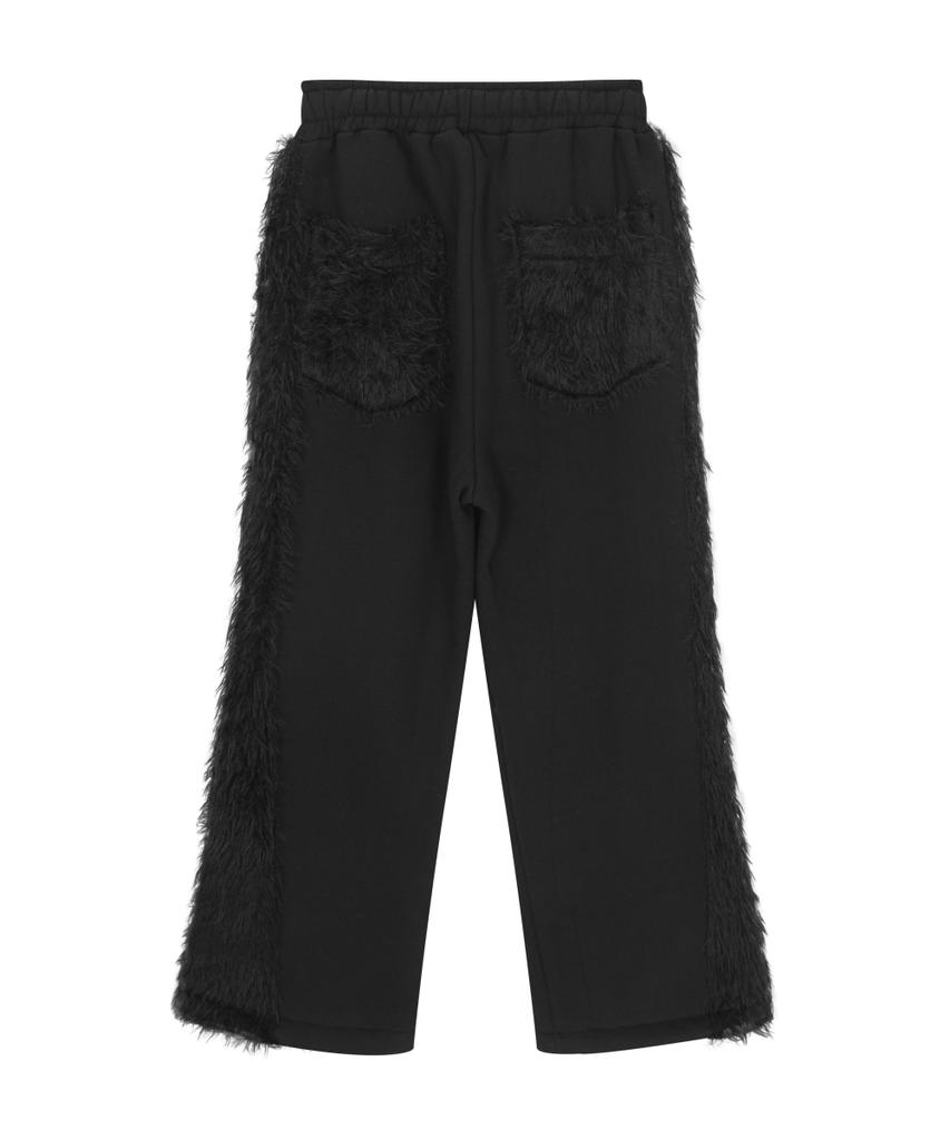 Lekim Fur Flare Sweatpants (Black)