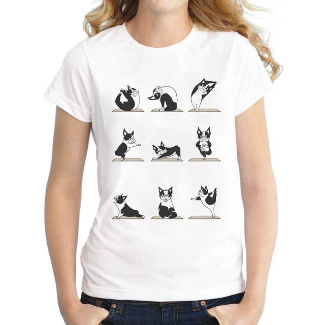 

2021 New Fashion Boston Terriers Design Women TShirt Short Sleeve Tops Novelty Skeleton Printing Tee Shirts S