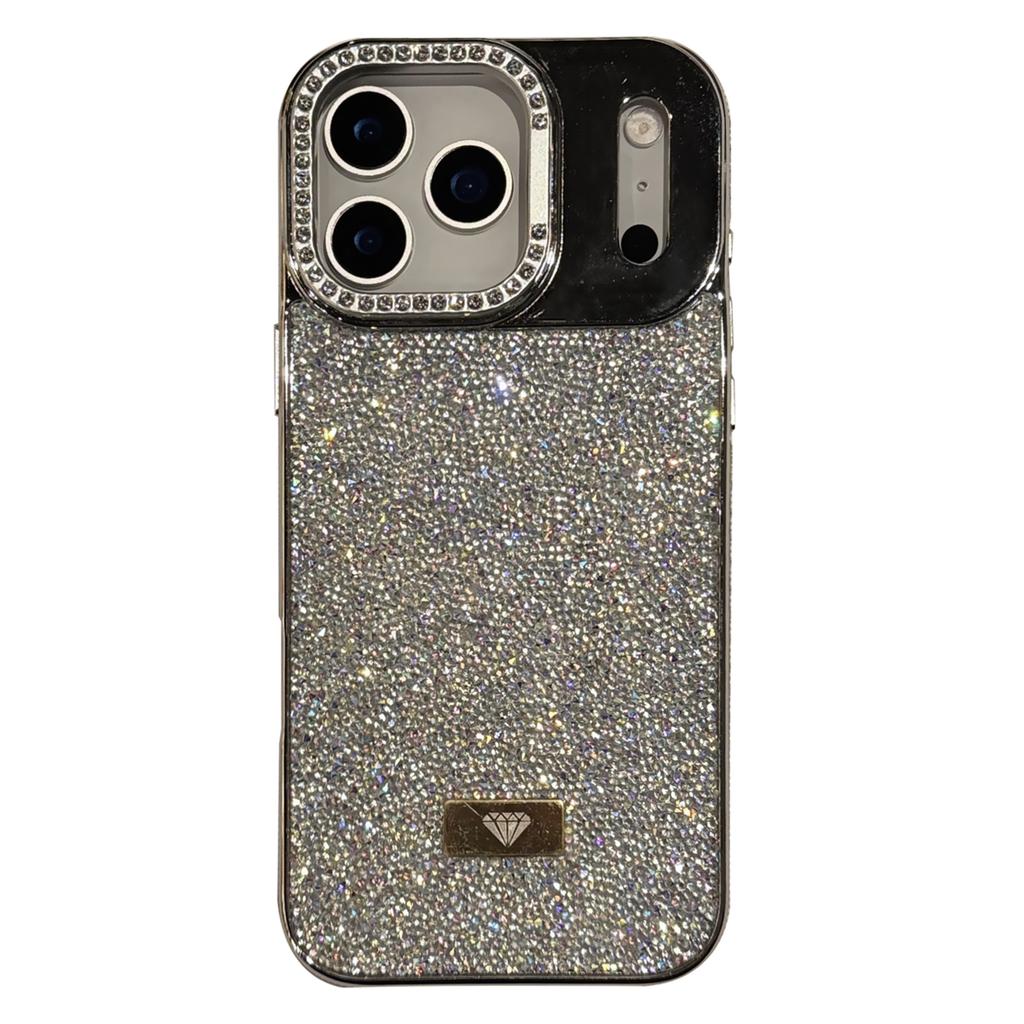 For iPhone 17 Pro Case Full Rhinestones Design Hidden Lens Kickstand TPU PC Phone Cover