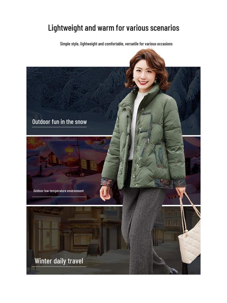 Pastel Women's Chinese Style Stand Collar Winter Down Jacket