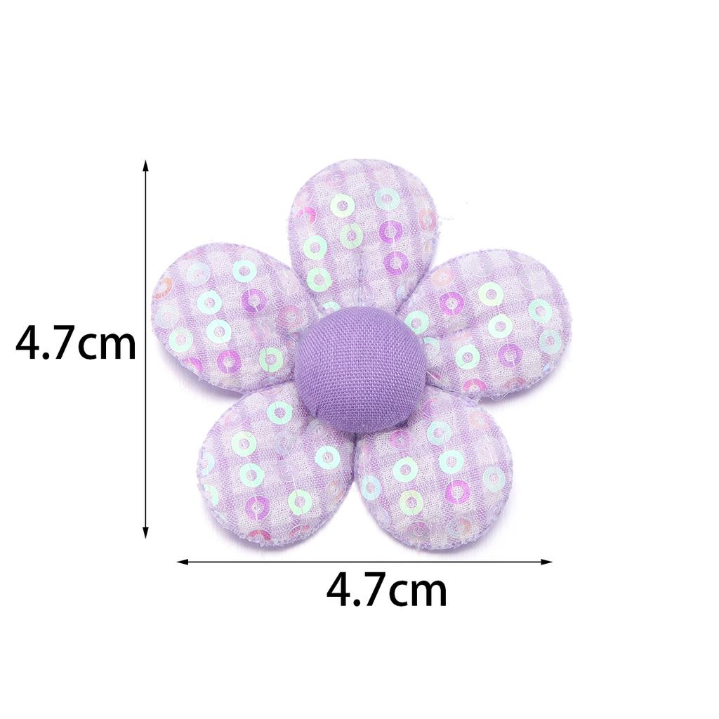 10pcs 4.7cm Colorful Sequin Checkered Flower Patches DIY Shoes Hats Applique Sewing Clothes Headgear Hair Clips Decorative Acces