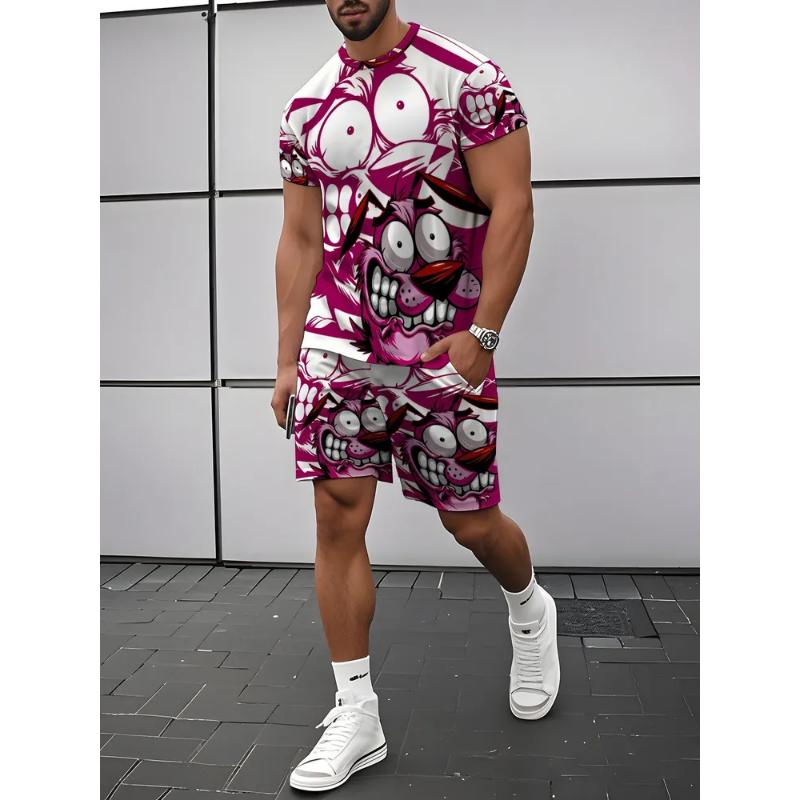 Fashion Men's Casual Suit T-shirt Shorts Two-piece Set Summer Simplicity