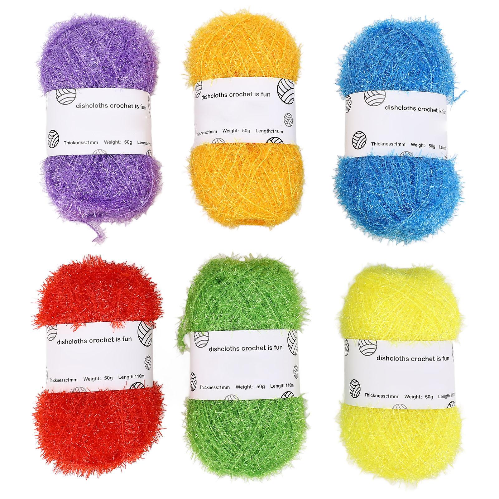 

6 шт. Блестящая пряжа Многоцветная Мягкий хлопок Блеск Мерцающая пряжа с крючком для вязания из нержавеющей стали для вязания рукоделия