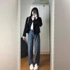 Black Small Fragrant Jacket for Women In Early Spring and Autumn New Korean Style High-end Design Short Cardigan Top Trendy