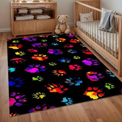 Regenbogen Pfotenabdruck Teppiche für Wohnzimmer Rutschfester Waschbarer Teppich Schlafzimmer Dekor Teppich Haus E-Sport Stuhl Teppiche Badezimmer Bodenmatte