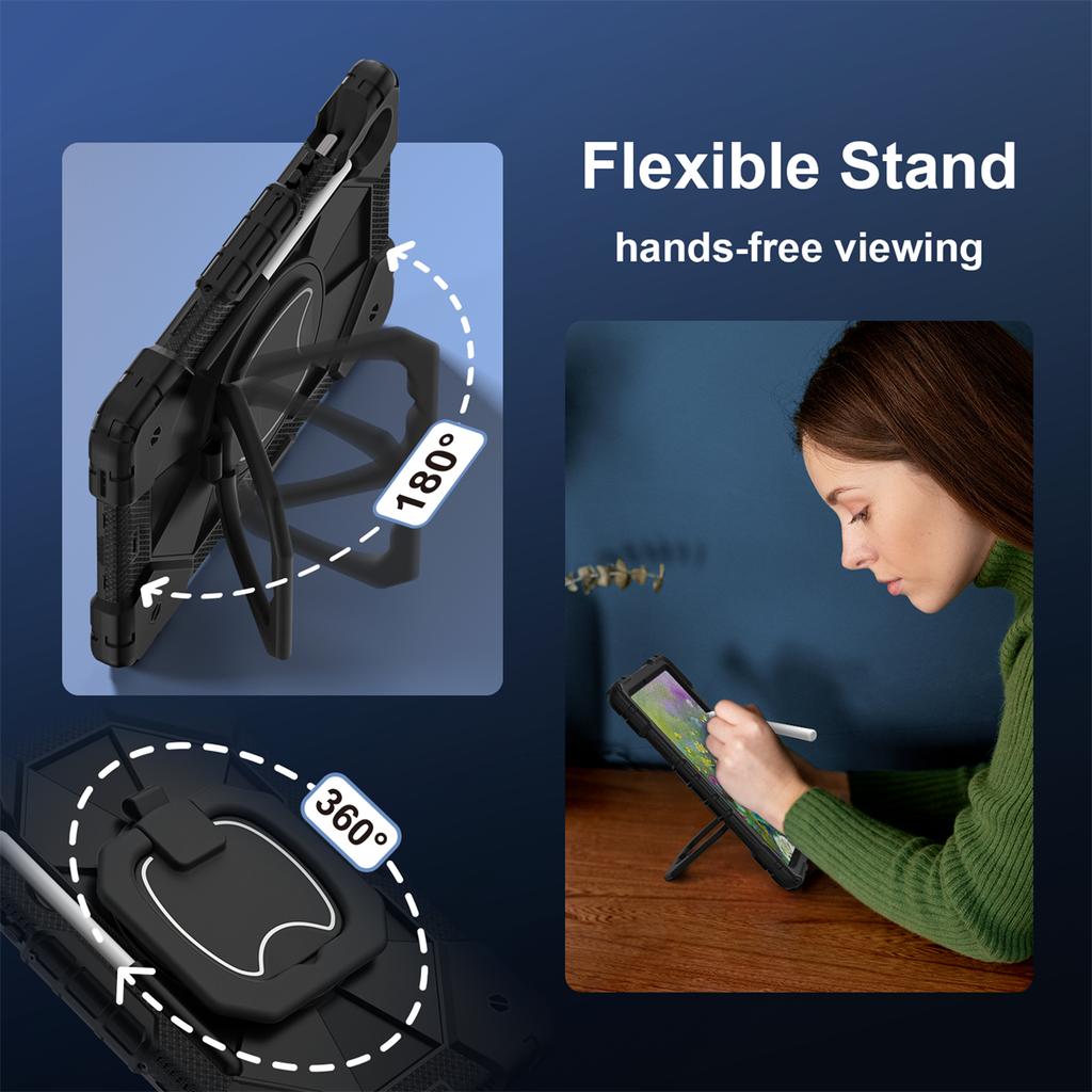 For Samsung Galaxy Tab S10 FE/Tab S9/Tab S9 FE.360° Rotating Grip Heavy Duty Protection Stand TPU+PC 3in1 Anti-knock Shockproof Tablets PC Case