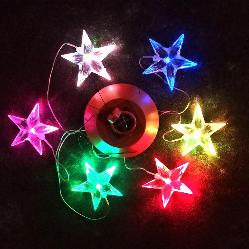 Solar Windchime Light String With 6 Star Lamp Bulbs Waterproof Colorful LED Hanging Garden Ornament For Outdoor
