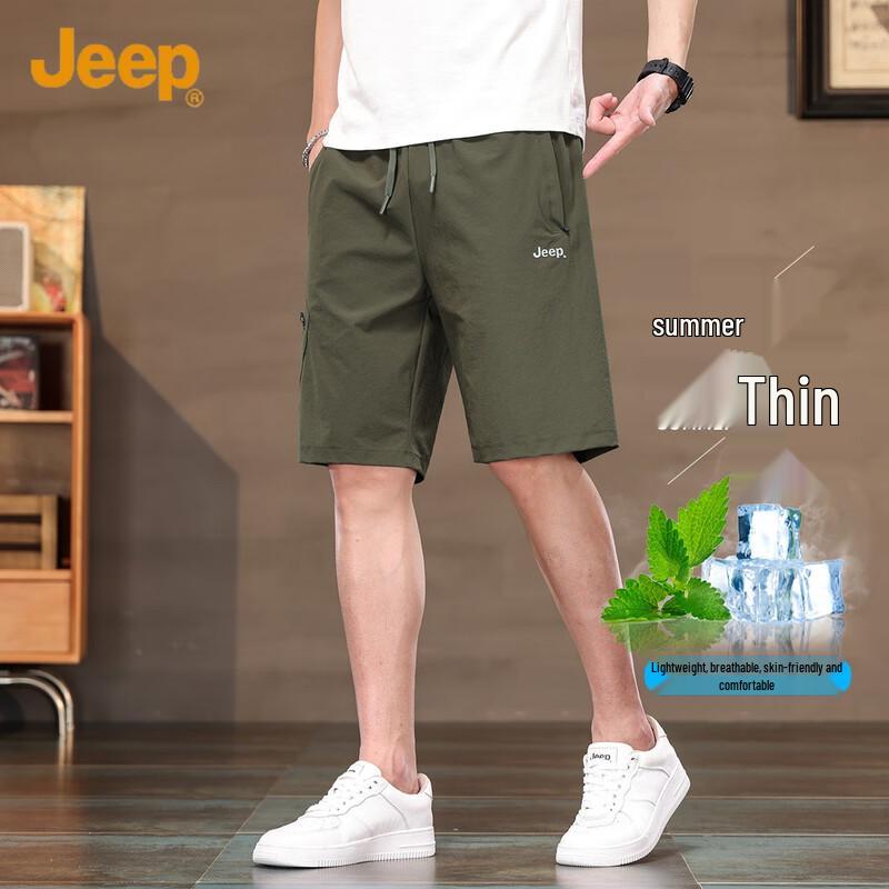 JEEP Men s Summer Ice Silk Breathable Loose Fit 5-Point Shorts 2XL