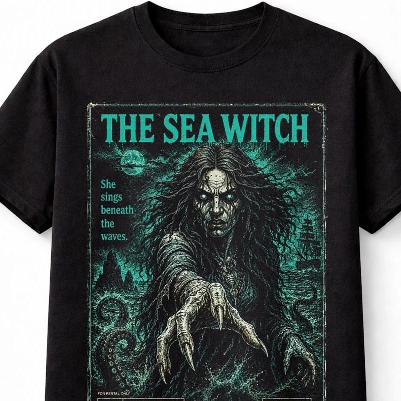 Sea Witch VHS Horror Ocean Monster Black Unisex TShirt S