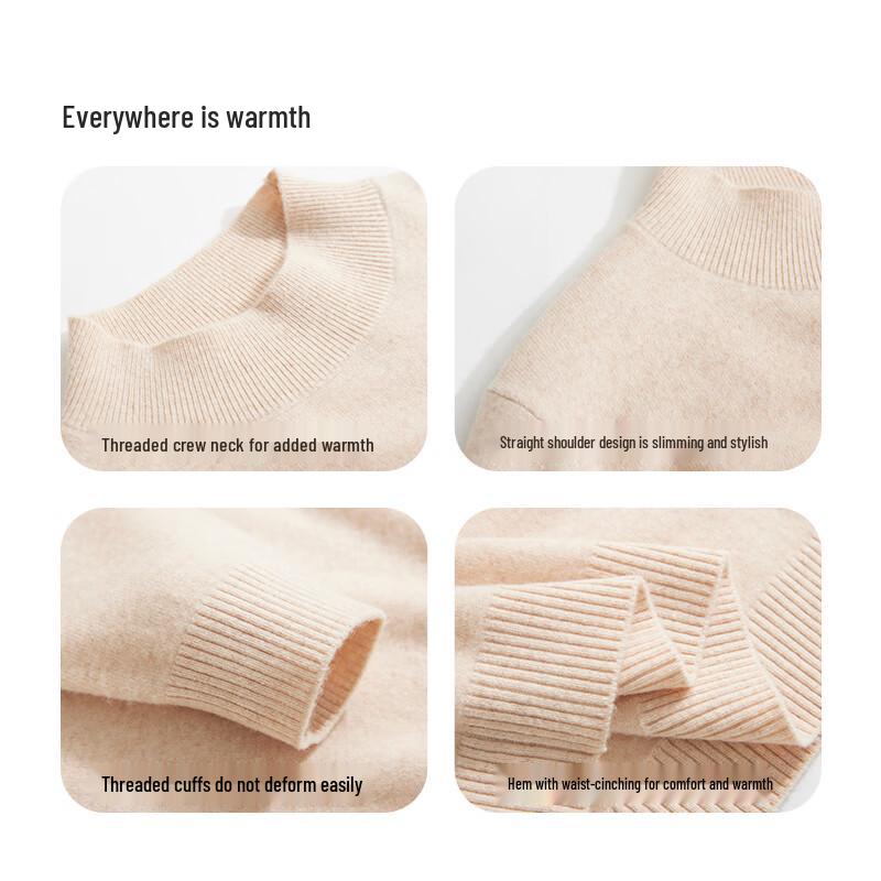 Hengyuanxiang Men's Round Neck 100% Wool Base Layer Sweater