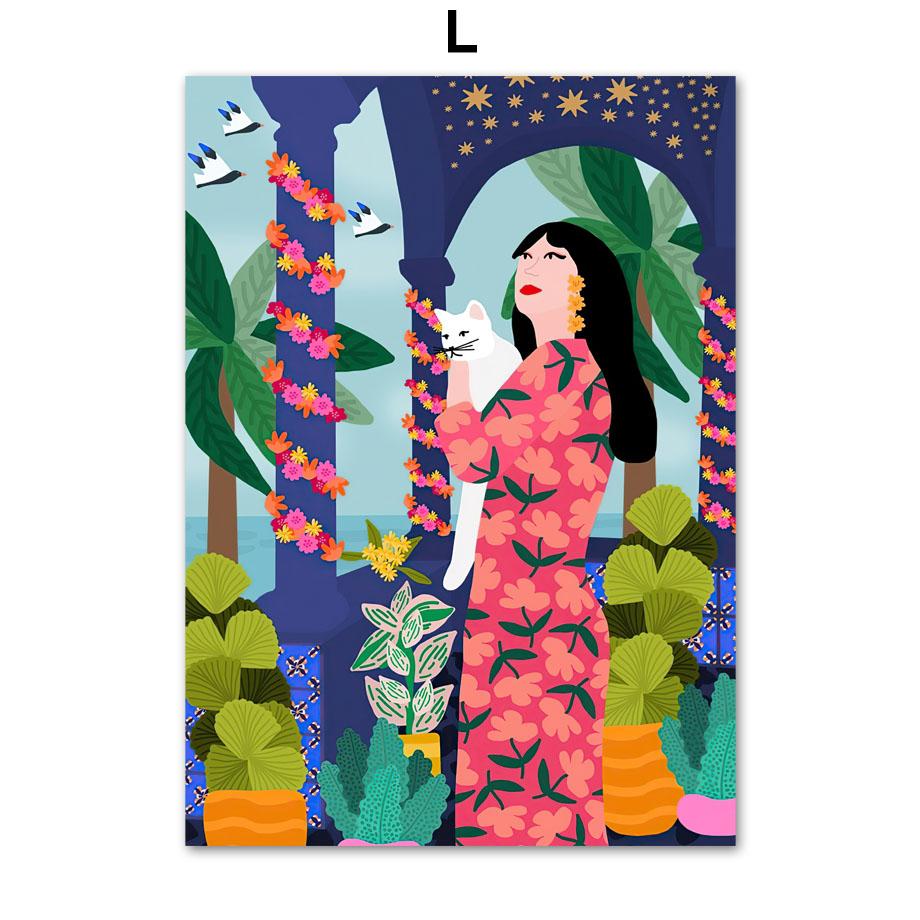 

Богемный стиль, абстрактная девушка, цветочное растение, скандинавский винтажный постер, настенные художественные принты, холст, картина, Декор, фотографии для гостиной A4 21X30cm No Framed